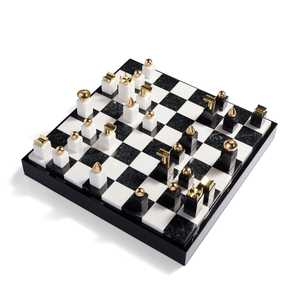 Luxury Marble Chess Set Modern Black White Chess Board <b>Decorative</b> Metal Chess Pieces Home Office <b>Table</b> <b>Decor</b> - Product Image 6