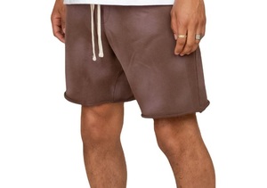 Shorts de survêtement personnalisés pour homme, délavés à l'acide, avec cordon de serrage, effet vintage, délavé, OEM, décontractés, en molleton, pour l'été, respirants, en vente - Product Image 2