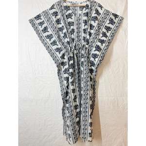 Vestido Kaftán de Algodón con Estampado Floral Negro para Mujer, Estilo Boho, Maxi Caftán Holgado para Playa, Ropa de Verano para Resort, Túnica de Talla Grande - Product Image 1