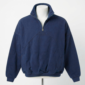 Sweat-shirt à capuche polaire uni personnalisé avec logo, demi-zip, vente en gros, fabricant de streetwear haut de gamme, sweat-shirt quart de zip - Product Image 3