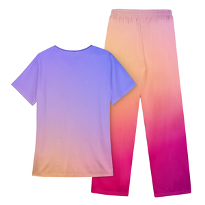 Conjunto de uniforme médico de algodón morado para mujer, top con cuello en V y bolsillos, pantalones rectos, uniformes de hospital, tela tejida, detección de agujas, venta al por mayor - Product Image 5