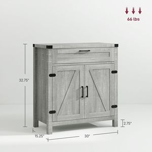 Modern Farmhouse <b>Sideboard</b> Storage Cabinet Antique Design Gray Buffet with 2 Barn Doors Drawer for Living Room or Dining Room - Product Image 3
