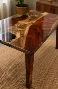 Modern Wooden <b>Resin</b> <b>Top</b> Dining <b>Table</b> 3x2 Feet Handmade Rectangle Home Furniture - Product Image 6