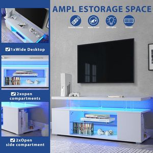 Large <b>Side</b> Cabinet TV Stand for 70 Inch LED TVs Gaming Entertainment Media <b>Storage</b> Console <b>Table</b> for Living Room Use - Product Image 2