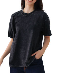 เสื้อยืดผู้หญิงซักได้แบบกรดเสื้อยืดผ้าฝ้าย100% ซักกรดเฮฟวี่เวท - Product Image 3