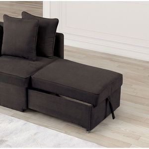 Poltrona Convertibile in Tessuto Grigio per Soggiorno con Poggiatesta Regolabile e Cuscini Funzionali - Product Image 6