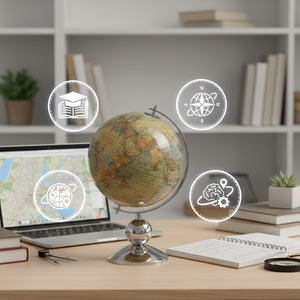 Globo Terráqueo Educativo de Metal de 40 cm |   Mapa Detallado a Color |   Base de Soporte Negra Resistente | Globo Terráqueo Educativo para Oficina y Hogar - Product Image 2