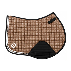 Tapis de selle de dressage bleu marine matelassé avec bordure rouge, blanc et verte, doublure polaire, pour compétition - Product Image 4