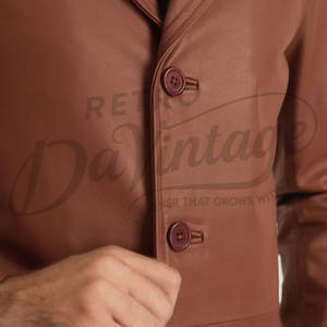 Abrigo de Cuero Marrón Premium para Hombre, Corte Entallado, Estilo Gabardina, Piel de Oveja Genuina, Chaqueta Casual de Negocios, Prenda Exterior Clásica - Product Image 6