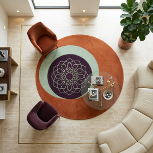 Modern <b>Round</b> Mandala Rug Premium Hand Tufted Wool <b>Carpet</b> Custom Designer Floor Rug for Luxury Interior Projects Luxury Villa - Product Image 2
