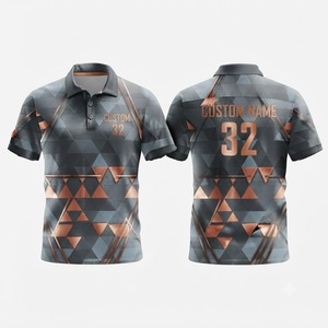 Polo homme à motif géométrique personnalisé, noir, jaune, blanc, manches courtes, sportif, séchage rapide, impression numérique, vêtements d'équipe - Product Image 3