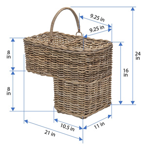 New Design Rattan Stair Basket with Handle Natural Wicker Storage Basket for Staircase Organizer <b>Foldable</b> <b>Step</b> Basket OEM ODM - Product Image 5