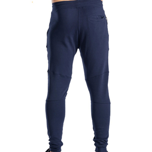 Pantalon de survêtement décontracté pour homme, bleu marine, taille élastique, en coton tricoté mi-lourd, avec cordon de serrage et poches latérales - Product Image 2