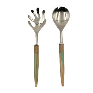 Handmade Stainless Steel Salad Server Set of 2 with Resin Handle Shiny Polish Finish Used for <b>Home</b> Hotel Bar and Restaurant - Product Image 1