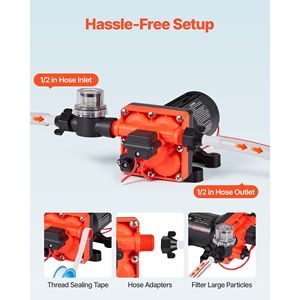 Pompa Acqua 12V DC per Camper 5 GPM (18.9 L/min) a 4 Camere Autoadescante a Membrana con Pressostato Automatico 70 PSI Max per Uso Marino - Product Image 4