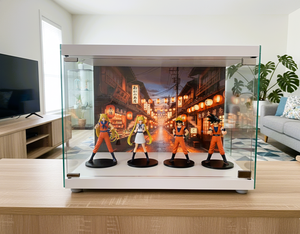 Vitrine moderne en verre trempé TMG-G414 (ECO) avec base blanche, anti-poussière, impression numérique, pour salon, maison, hôtel, café - Product Image 1