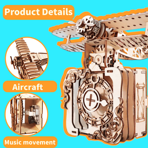 MUSIC PARK Puzzle 3D in Legno, Kit Modello Fai-da-Te Aereo Punk, Carillon 'You Are My Sunshine' per Regali di Compleanno e Festività - Product Image 3