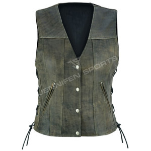 Chaleco de Cuero para Mujer, Chaleco de Motociclista Genuino, Chaleco de Moda para Motociclismo, Ajuste Cómodo y Duradero - Product Image 1