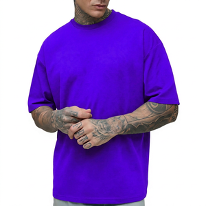 T-shirt en coton uni bleu marine à col rond et manches courtes pour homme, coupe classique, style décontracté - Product Image 6