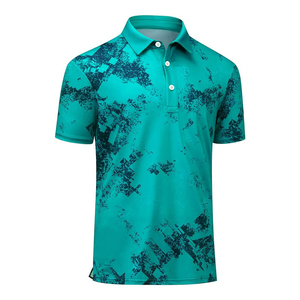 Polo de Manga Corta con Estampado Geométrico Rojo para Hombre, de Secado Rápido, Tejido de Punto, Corte Casual - Product Image 6