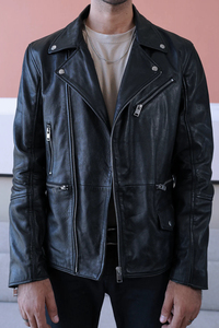 Veste en cuir véritable de vachette élégante pour homme, fabriquée sur mesure au Pakistan, veste de moto personnalisée pour homme, vente en gros OEM - Product Image 5