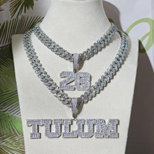 Luxury " TULUM " Letter Pendant <b>Chain</b> Moissanite Diamond Custom <b>Name</b> Necklace Hip Hop Bling Jewelry - Product Image 1