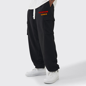 Pantalon cargo oversize personnalisé pour homme, 100 % coton, léger, couleur unie, en molleton, coupe mi-haute, jambe large, décontracté et respirant - Product Image 4