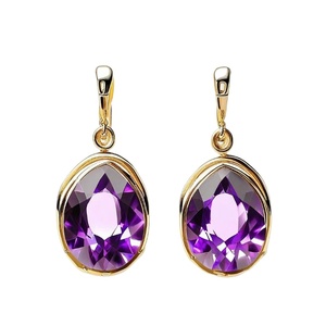 ต่างหูเงินสีฟ้าใส925สำหรับผู้หญิงต่างหูห้อยอเมทิสต์สีฟ้า - Product Image 1