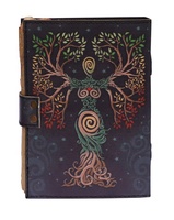 Journal imprimé en cuir, fait à la main, arbre de vie, mère, déesse, Design, bord de la boucle, papier Antique, laiton, c-lock, écriture en cuir, 200