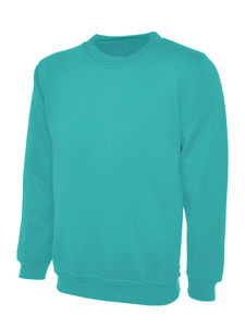 Sweat-shirt unisexe à col rond, couleur unie, tricoté, coupe classique, vêtement décontracté, vert sarcelle - Product Image 1