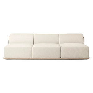 Luxury Modern Outdoor <b>Sofa</b> Solid Teak Wood Frame Contemporary Resort Three Seater Lounge Couch Minimalist Patio Furniture - Product Image 1