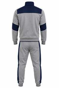 Chándal Deportivo Informal para Hombre, Color Gris, con Bloques de Color, Talla Grande, Cierre Completo, Cuello Alto, Bolsillos Laterales, Corte Regular, Invierno, 100% Algodón - Product Image 6