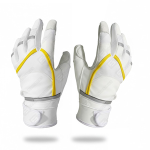 Premium Quality White Color Leather Baseball Batting Gloves With Latest Reflector Design Heavy Duty Anti Slip Leather Gloves - Product Image 2
