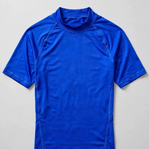 Camiseta de Compresión Azul para Hombre, Manga Corta, Cuello en V, Secado Rápido, Ajuste Deportivo, Tejido de Poliéster, Estilo Casual Elegante, Ropa de Verano - Product Image 4