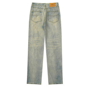Jeans de Mezclilla Anchos para Hombre, Estilo Desgastado, con Logotipo Bordado, Corte Holgado, Casual, Cintura Media, Tallas Grandes, Material de Algodón - Product Image 2