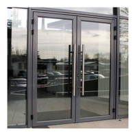 Porte d'entrée extérieure en aluminium avec cadre en verre, ouverture manuelle, isolation thermique, design minimaliste