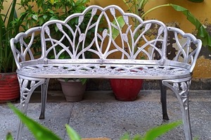 Modern Cast Aluminum Patio <b>Bench</b> 2 Seater Great Quality Weatherproof Anti Rust Outdoor Garden Seating <b>Metal</b> Frame India - Product Image 2