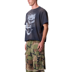 T-shirt Homme Col Rond Manches Courtes Coupe Oversize Effet Délavé Vintage Graphique Avant et Arrière Streetwear Vente en Gros Personnalisé OEM Coton - Product Image 6