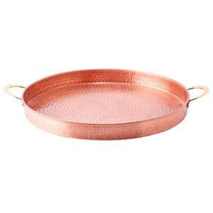 Plato elegante Mesa Diseño decorativo Bandeja de servicio de cobre elegante Bandeja de cobre vintage Excelente calidad Diseñador hecho a mano - Product Image 2