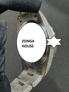 Montre mécanique unisexe de luxe personnalisée en acier inoxydable antique avec diamants Moissanite, faite à la main, prix de gros - Product Image 2