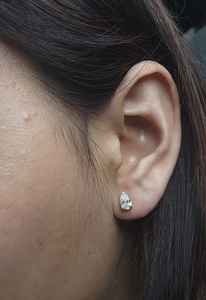 ต่างหูเพชรทรงหยดน้ำรูปไข่เพาะเลี้ยงในห้องปฏิบัติการ ทองคำแท้ 14K แบบเม็ดเดี่ยว ของขวัญแต่งงานสำหรับเจ้าสาว ของขวัญเสริมเสน่ห์ - Product Image 3