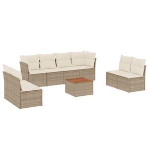 Set Divano da Giardino in Rattan Beige 6 Posti, Arredamento Contemporaneo da Esterno Resistente alle Intemperie - Product Image 4