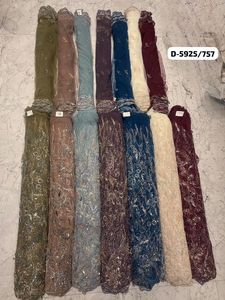 Tissu en filet brodé floral de créateur pour lehenga de mariée – Idéal pour la confection de robes de cérémonie de mariage – Achetez directement auprès du fournisseur - Product Image 4