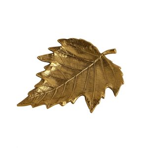 Decorative Metal Leaf Platter for Home Decor Coffee <b>Table</b> Dining <b>Table</b> Centerpiece Antique Gold Finish Jewelry <b>Tray</b> Key Holder - Product Image 6