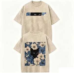 <b>Men's</b> Oversized Short Sleeve O-Neck T-Shirt 100% Cotton Floral for Print Casual Style Breathable 320g China Jersey Knitted Front - Product Image 1