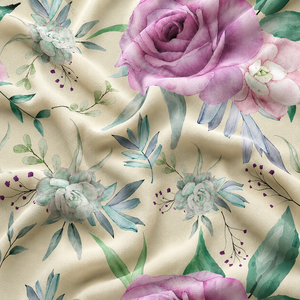 Rose Floral Print 100% Polyester Woven <b>Fabric</b> Medium <b>Weight</b> Eco-Friendly & Organic Soft for Apparel & Home Decor - Product Image 2