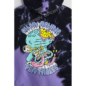 เสื้อฮู้ดดี้ผ้าฝ้ายแท้ 100% น้ำหนัก 450 กรัม ย้อมสีแบบไท-ได พร้อมปักโลโก้ตามสั่ง ขายส่ง คุณภาพสูง สไตล์สตรีทแวร์ ผ้าฟลีซหนานุ่ม - Product Image 4