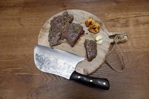 Couteau à découper artisanal en acier inoxydable, couteau de boucher et de chef avec manche en bois d'olivier, couteau à découper pour la viande - Product Image 3