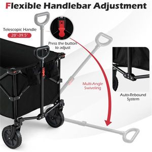 Carrito de Camping Plegable Resistente de 400 Libras, Color Negro, con Ruedas Todoterreno, Capacidad de 180L, Carrito Utilitario Plegable para Compras - Product Image 3