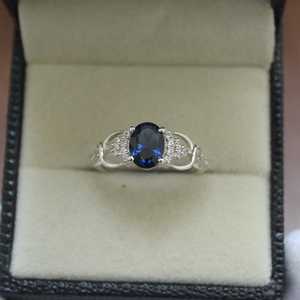 Blue Sapphire Halo <b>Ring</b> S925 Sterling Silver Engagement Band Elegant Gemstone <b>Ring</b> For Women Fine Jewelry - Product Image 4